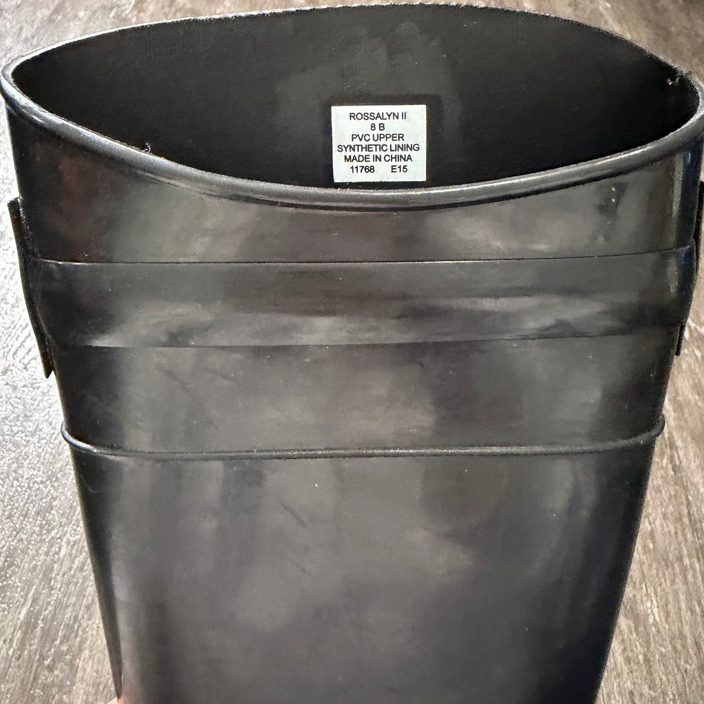 Lauren Ralph Lauren Rossalyn II Rain Boots Womens 8 Black PVC Buckle Knee High - Picture 5 of 7